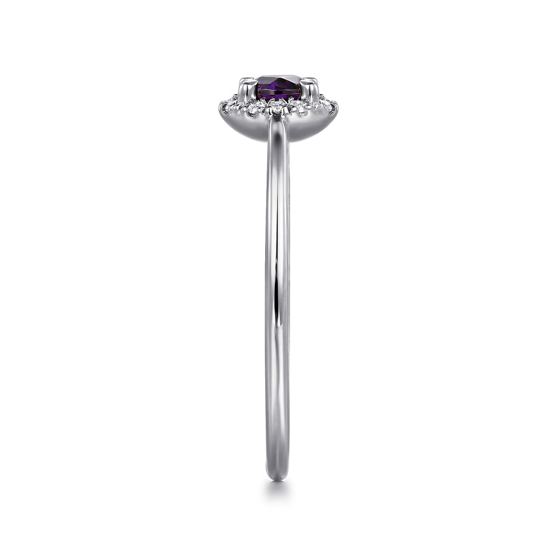 14K White Gold Amethyst Ring