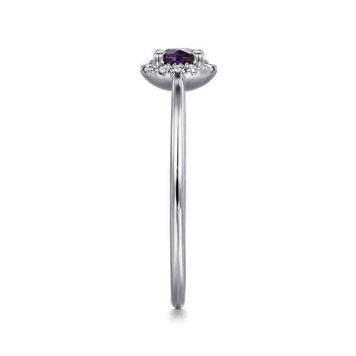 14K White Gold Amethyst Ring