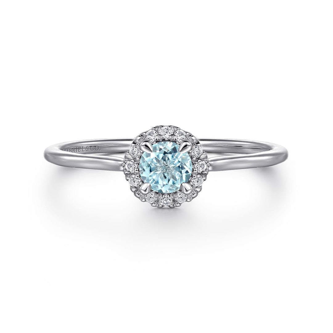 14K White Gold Aquamarine Ring