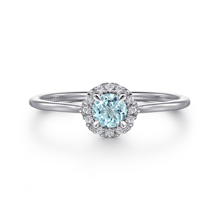 14K White Gold Aquamarine Ring