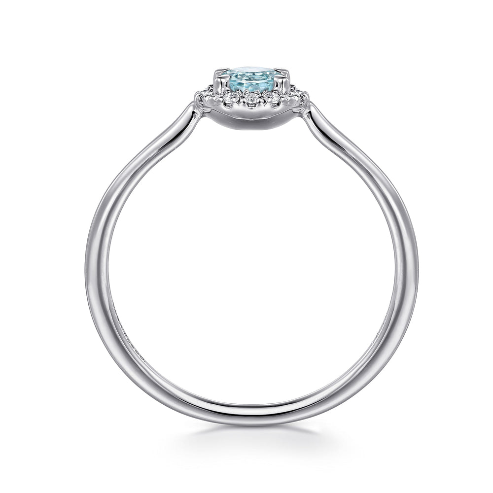 14K White Gold Aquamarine Ring