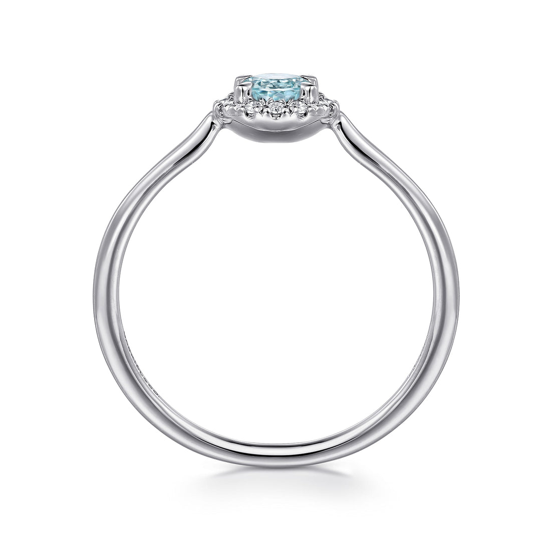 14K White Gold Aquamarine Ring