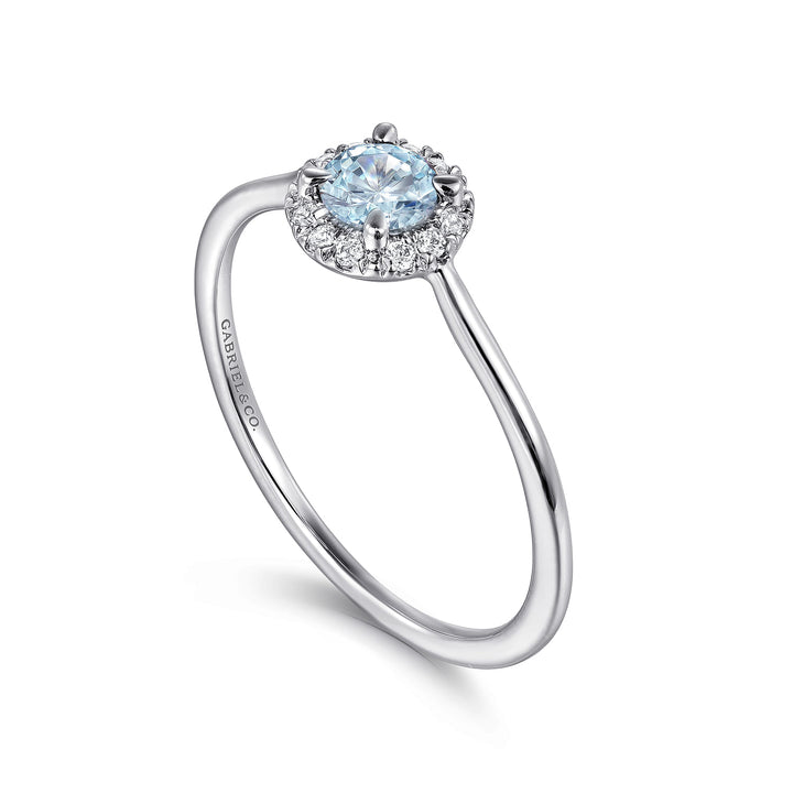 14K White Gold Aquamarine Ring