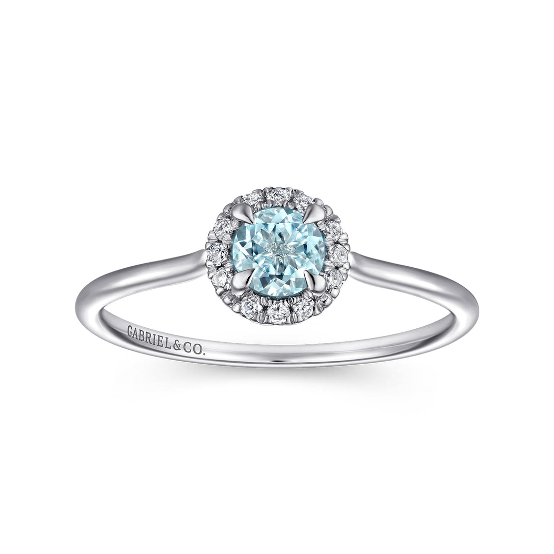 14K White Gold Aquamarine Ring
