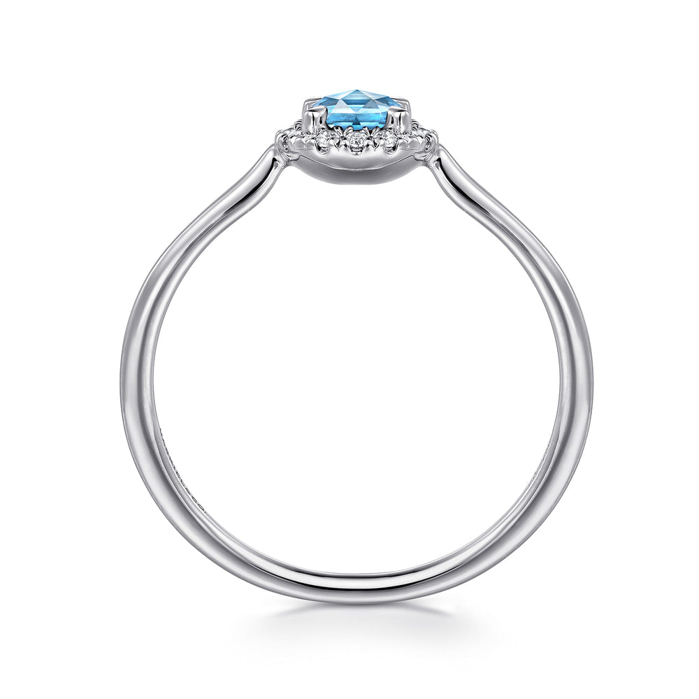 14K White Gold Blue Topaz Ring