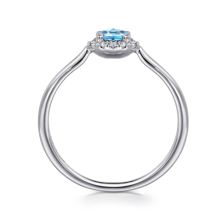 14K White Gold Blue Topaz Ring