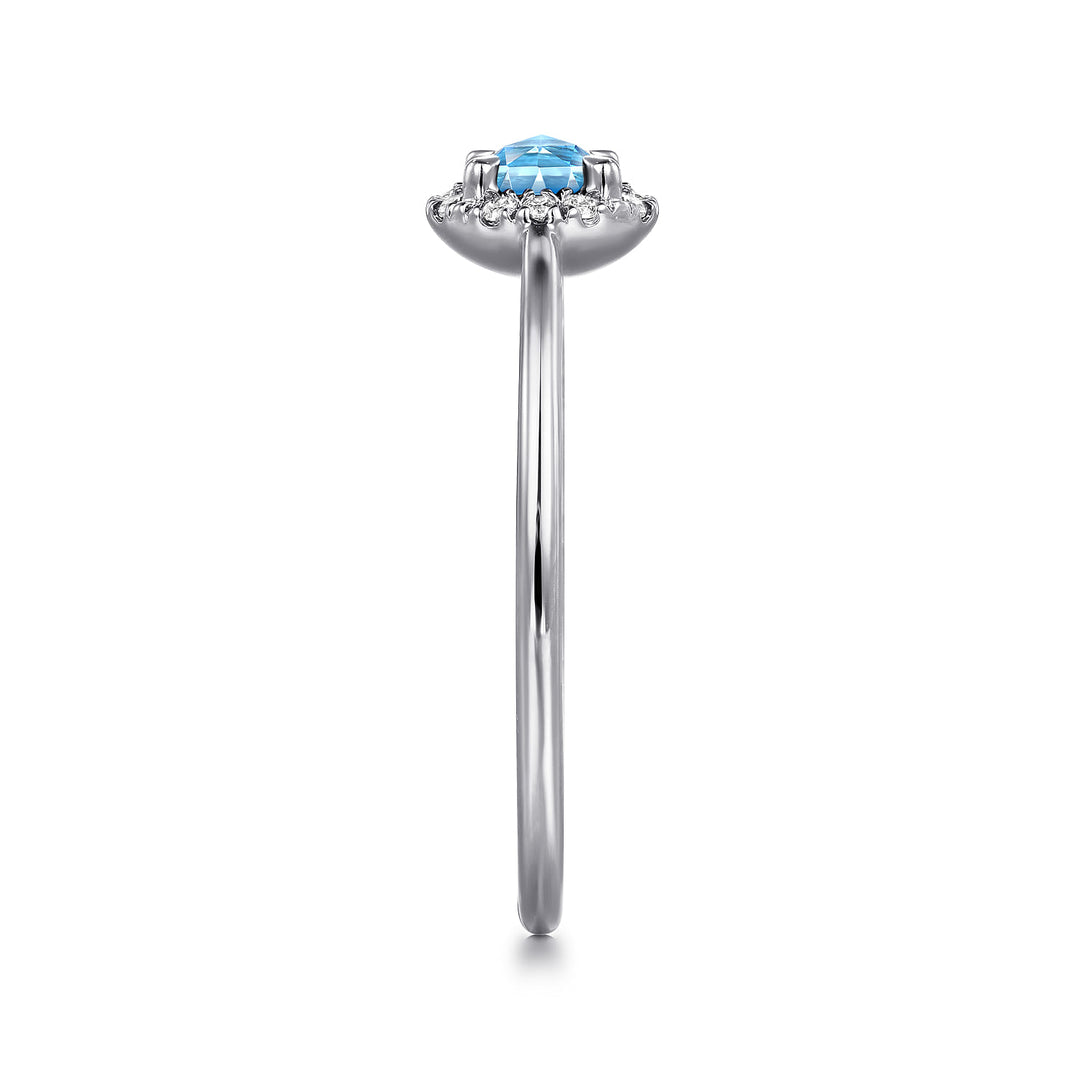 14K White Gold Blue Topaz Ring