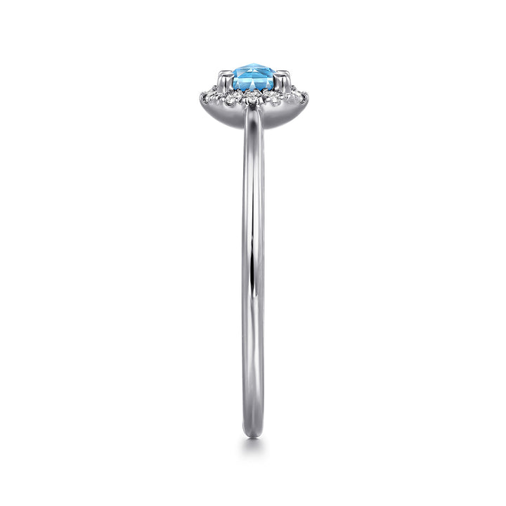 14K White Gold Blue Topaz Ring
