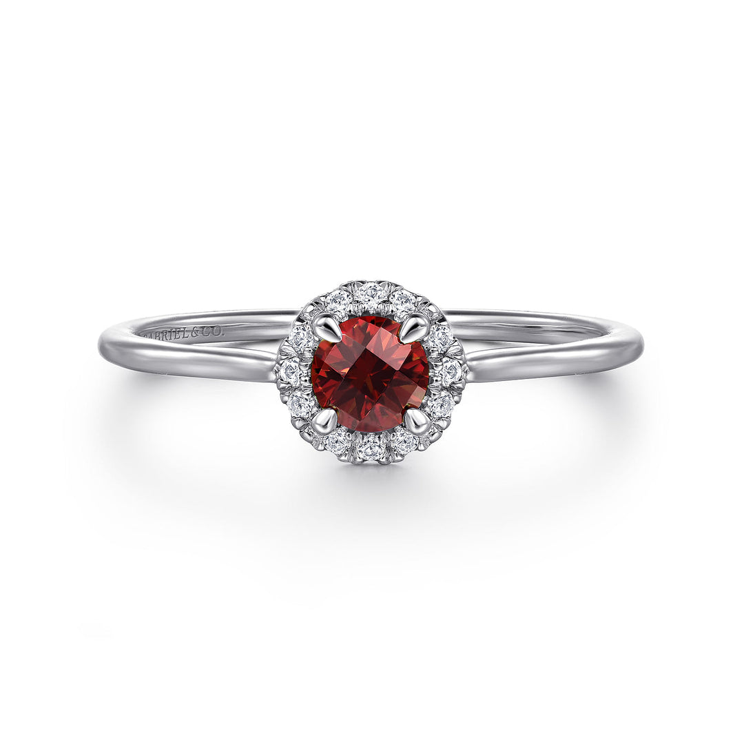 14K White Gold Garnet Ring