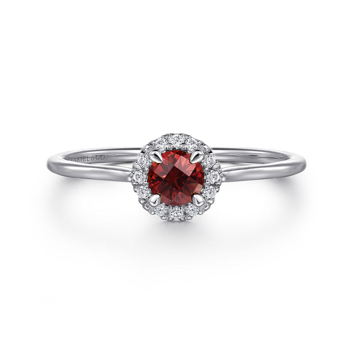 14K White Gold Garnet Ring