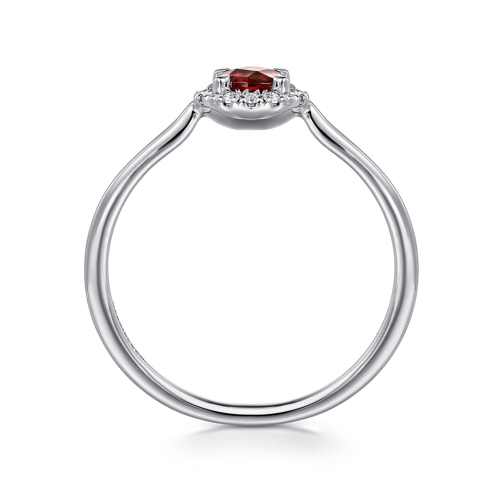 14K White Gold Garnet Ring