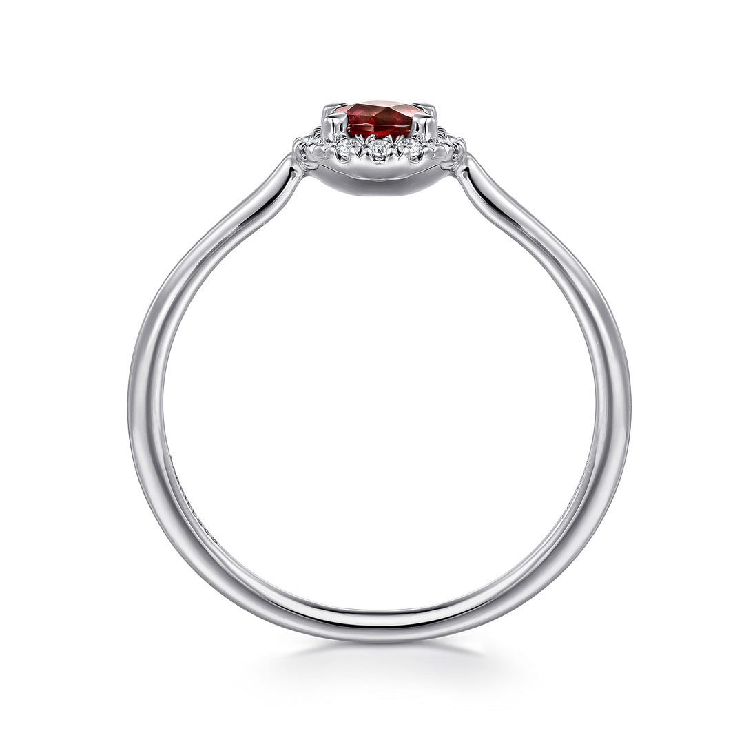 14K White Gold Garnet Ring