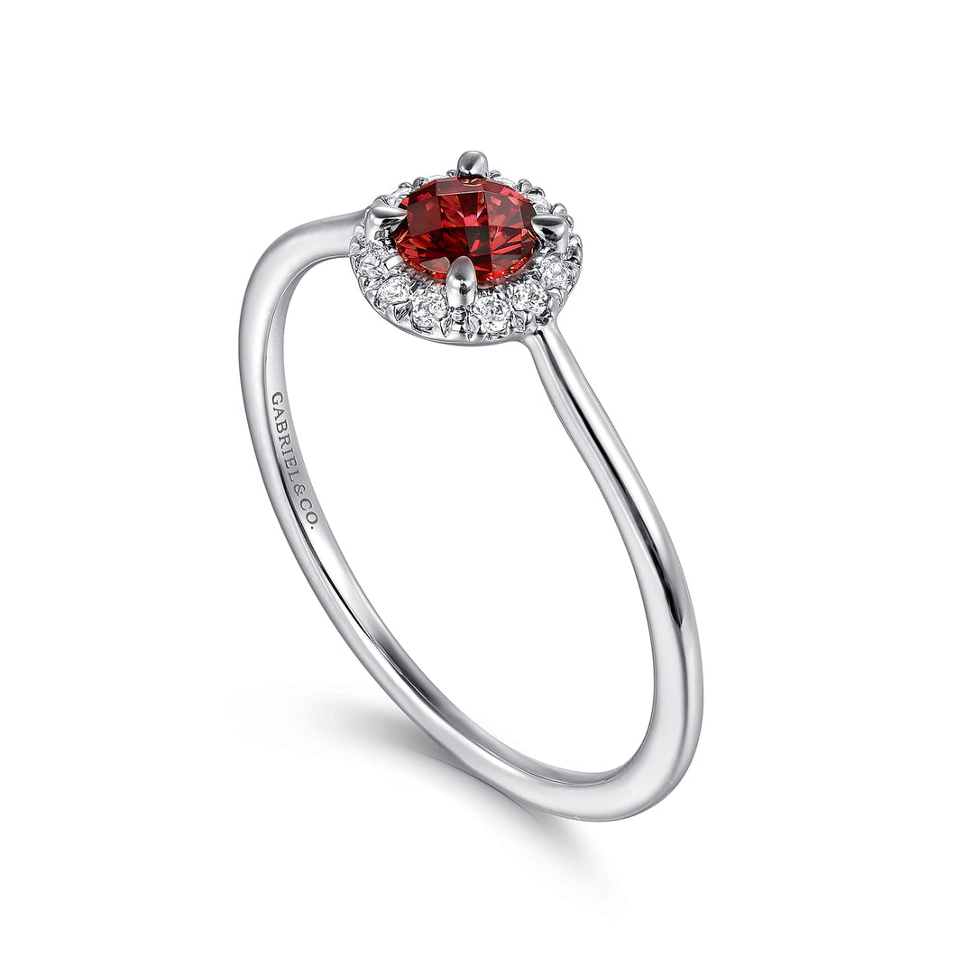 14K White Gold Garnet Ring