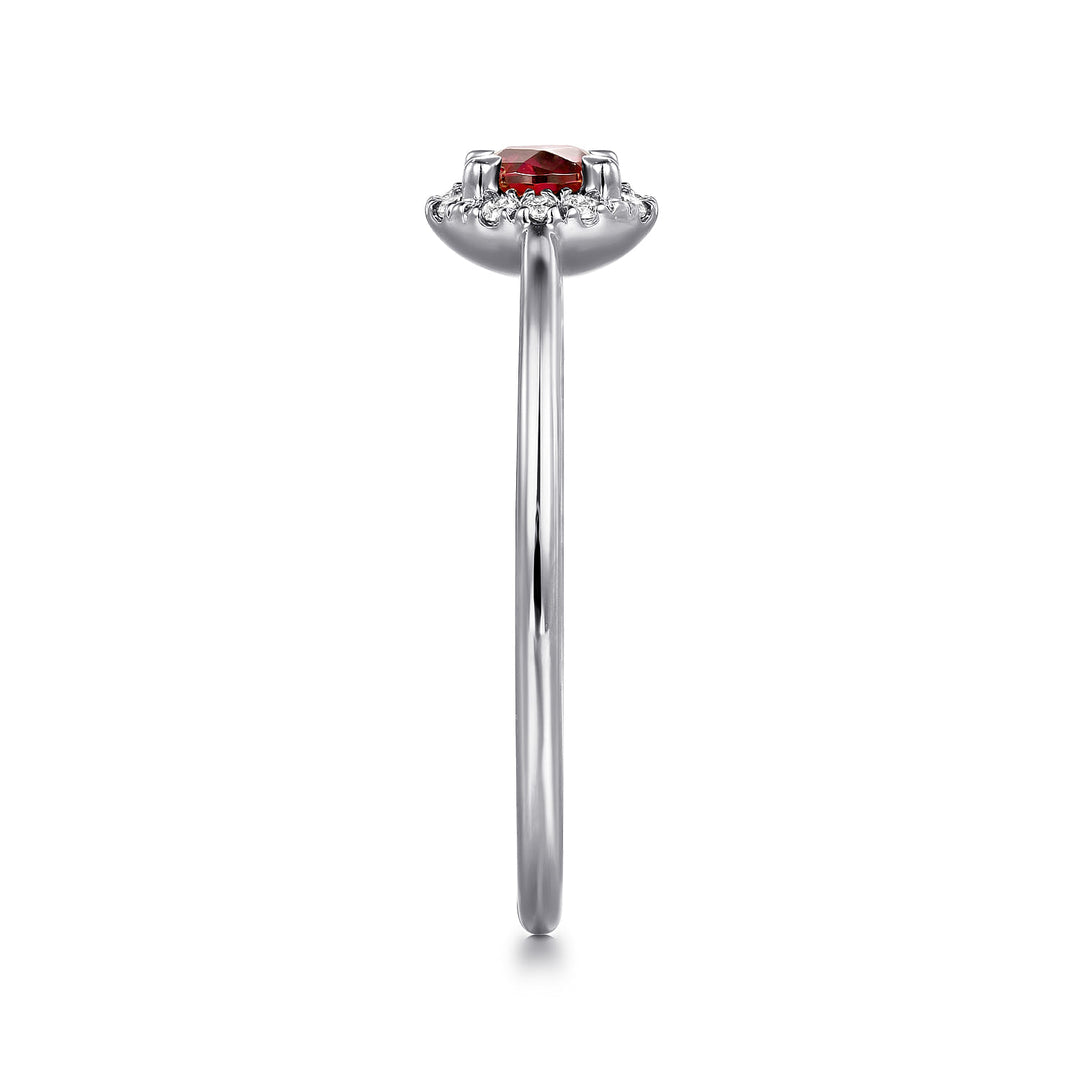 14K White Gold Garnet Ring