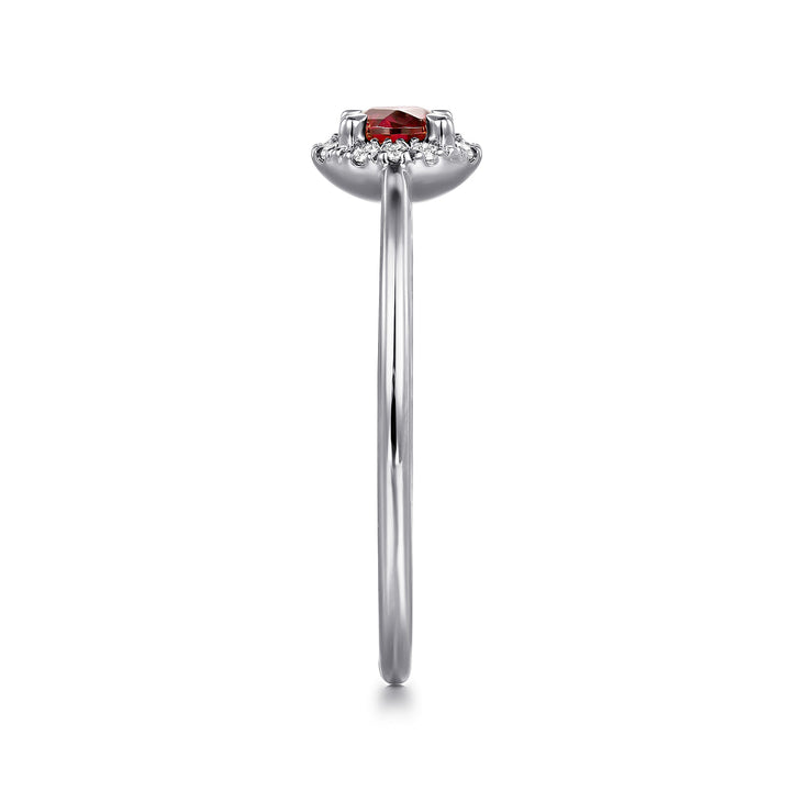 14K White Gold Garnet Ring