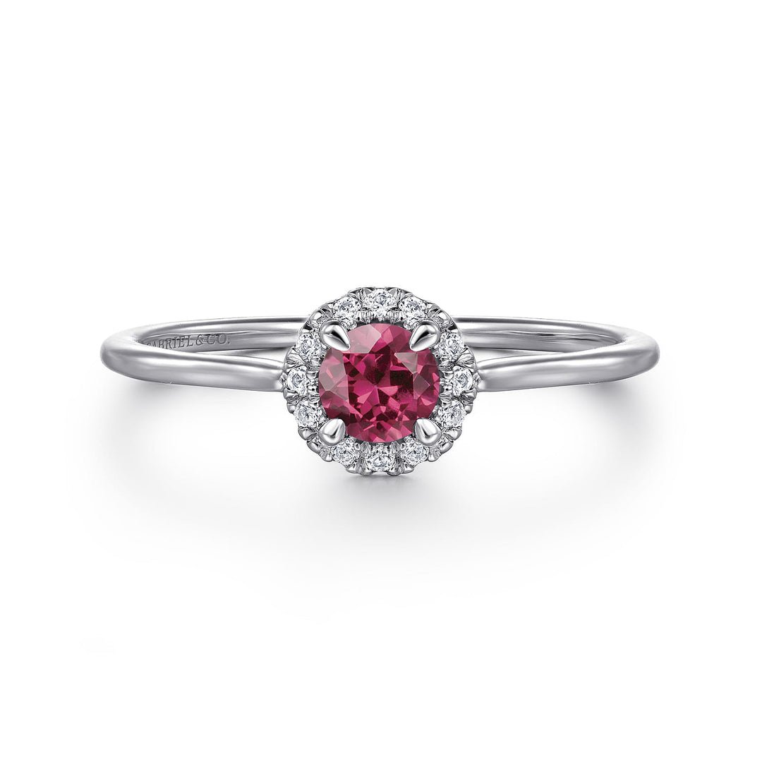 14K White Gold Pink Tourmaline Ring