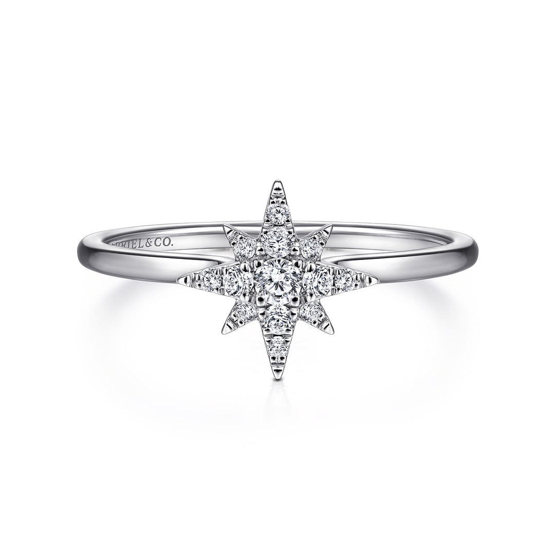 14K White Gold Starburst Ring