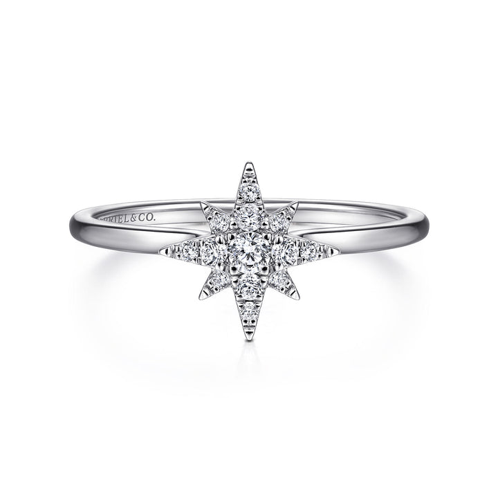 14K White Gold Starburst Ring
