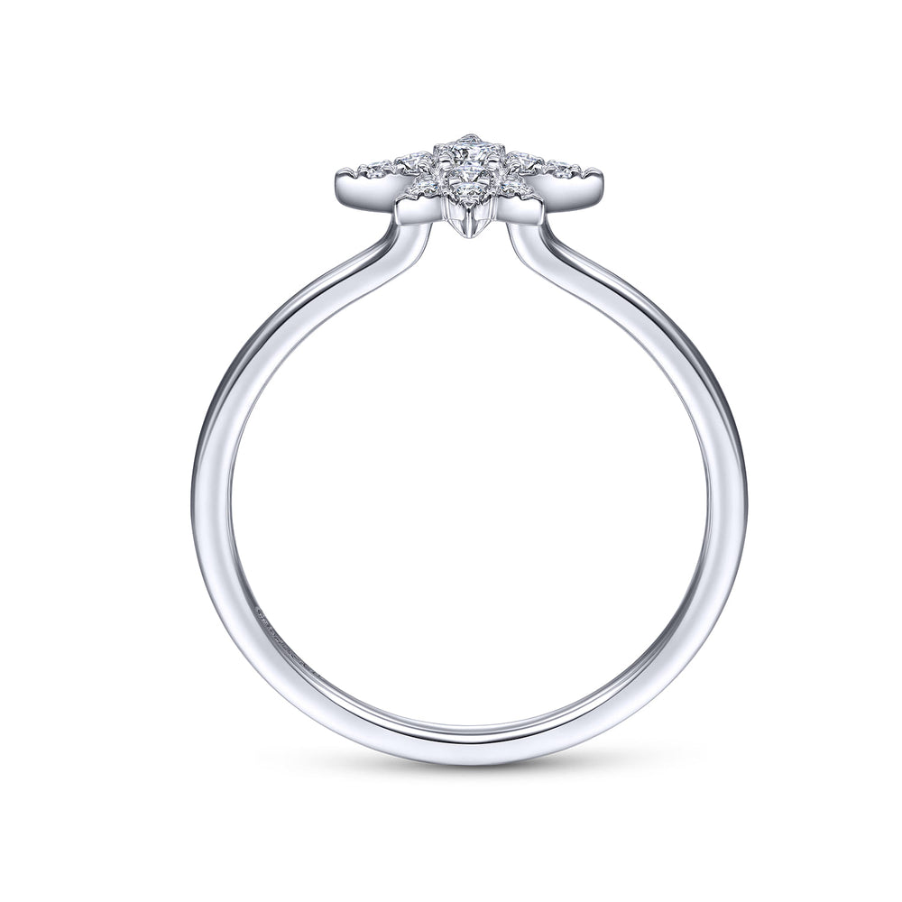14K White Gold Starburst Ring