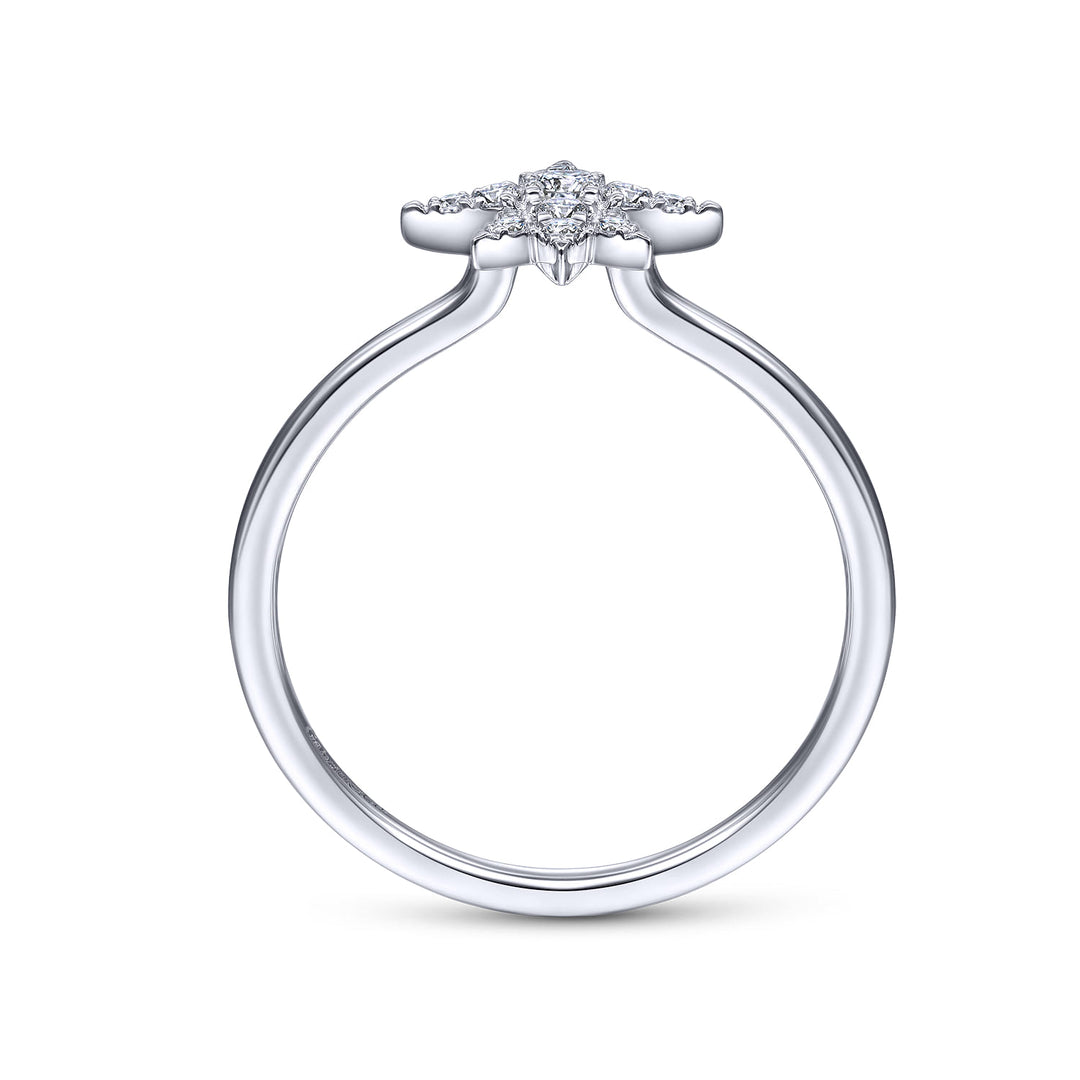 14K White Gold Starburst Ring