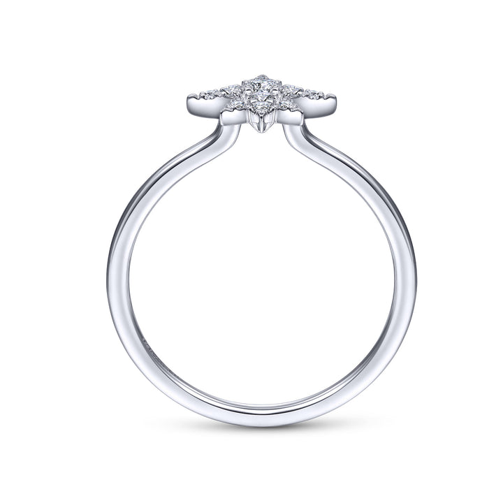 14K White Gold Starburst Ring