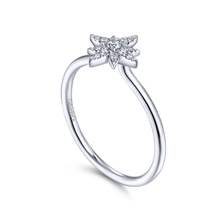 14K White Gold Starburst Ring