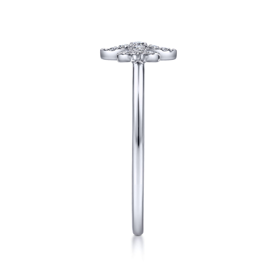 14K White Gold Starburst Ring