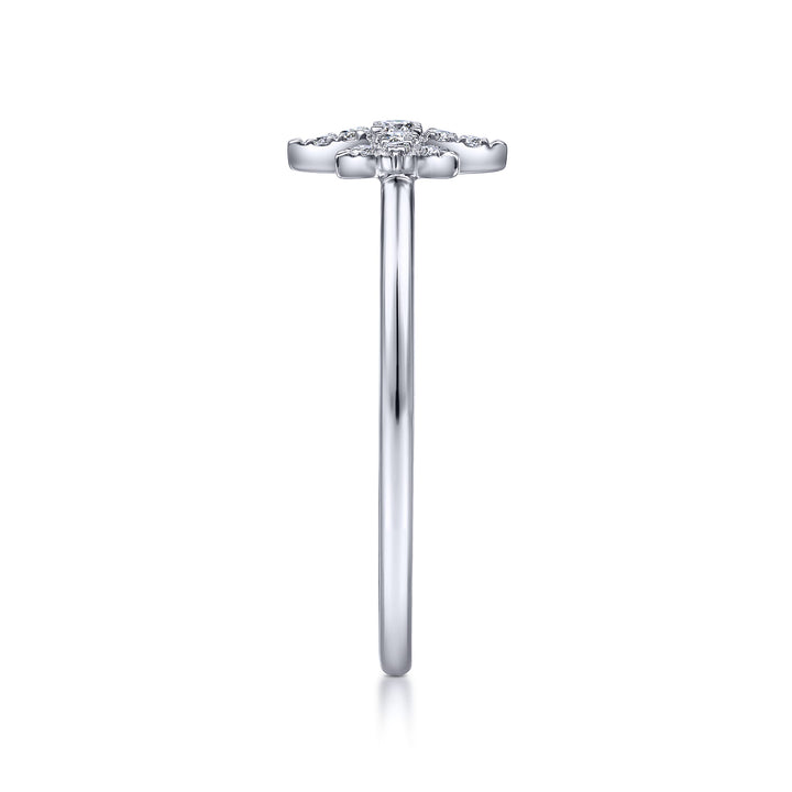 14K White Gold Starburst Ring