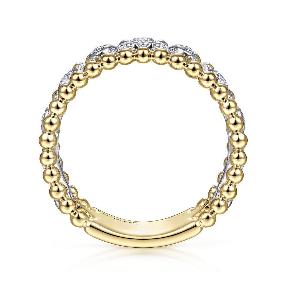 Bujukan 14K Two-Tone Gold Beaded Ring