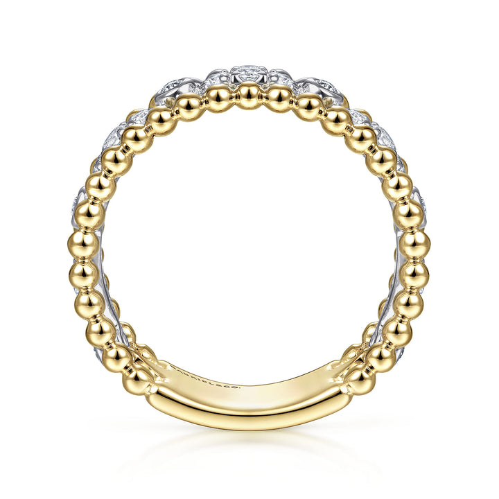 Bujukan 14K Two-Tone Gold Beaded Ring