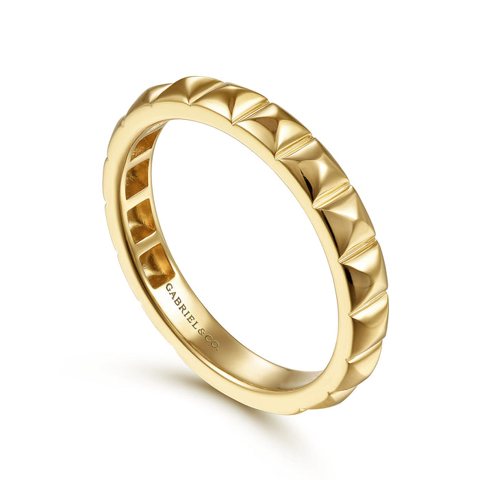 Contemporary 14K Yellow Gold Pyramid Ring