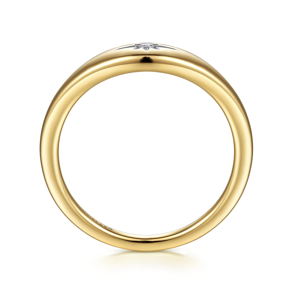 Contemporary 14K Yellow Gold Starburst Signet Ring