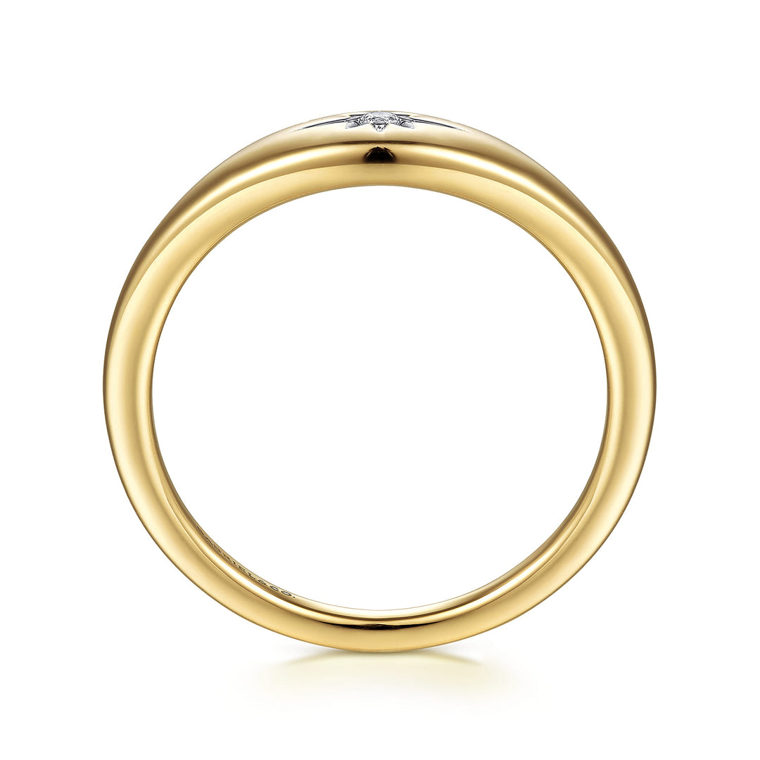 Contemporary 14K Yellow Gold Starburst Signet Ring