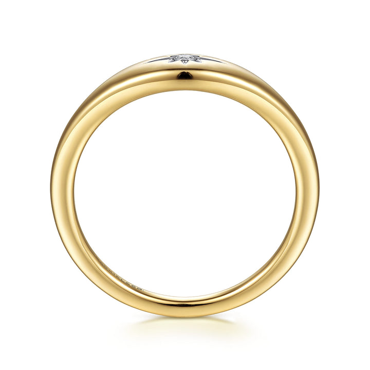 Contemporary 14K Yellow Gold Starburst Signet Ring