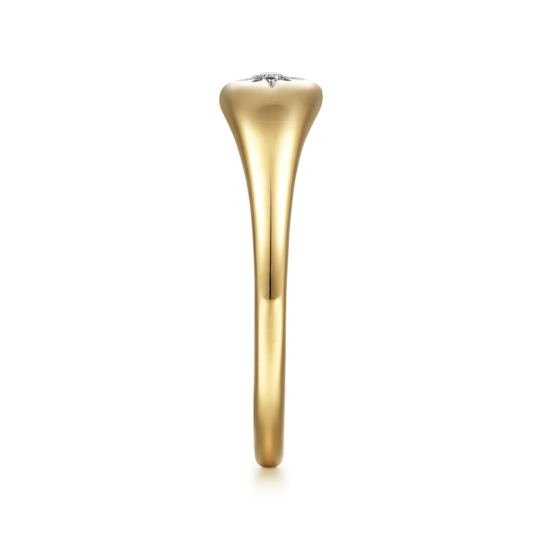 Contemporary 14K Yellow Gold Starburst Signet Ring
