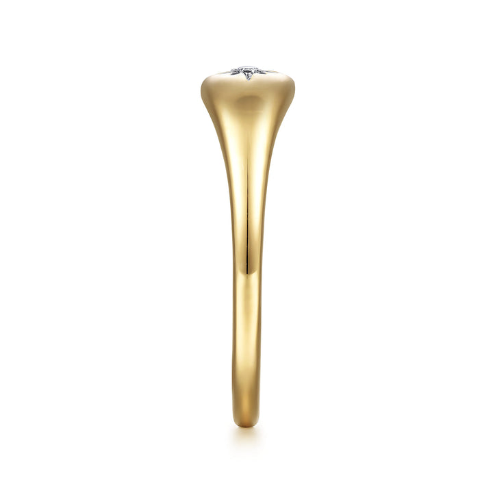 Contemporary 14K Yellow Gold Starburst Signet Ring