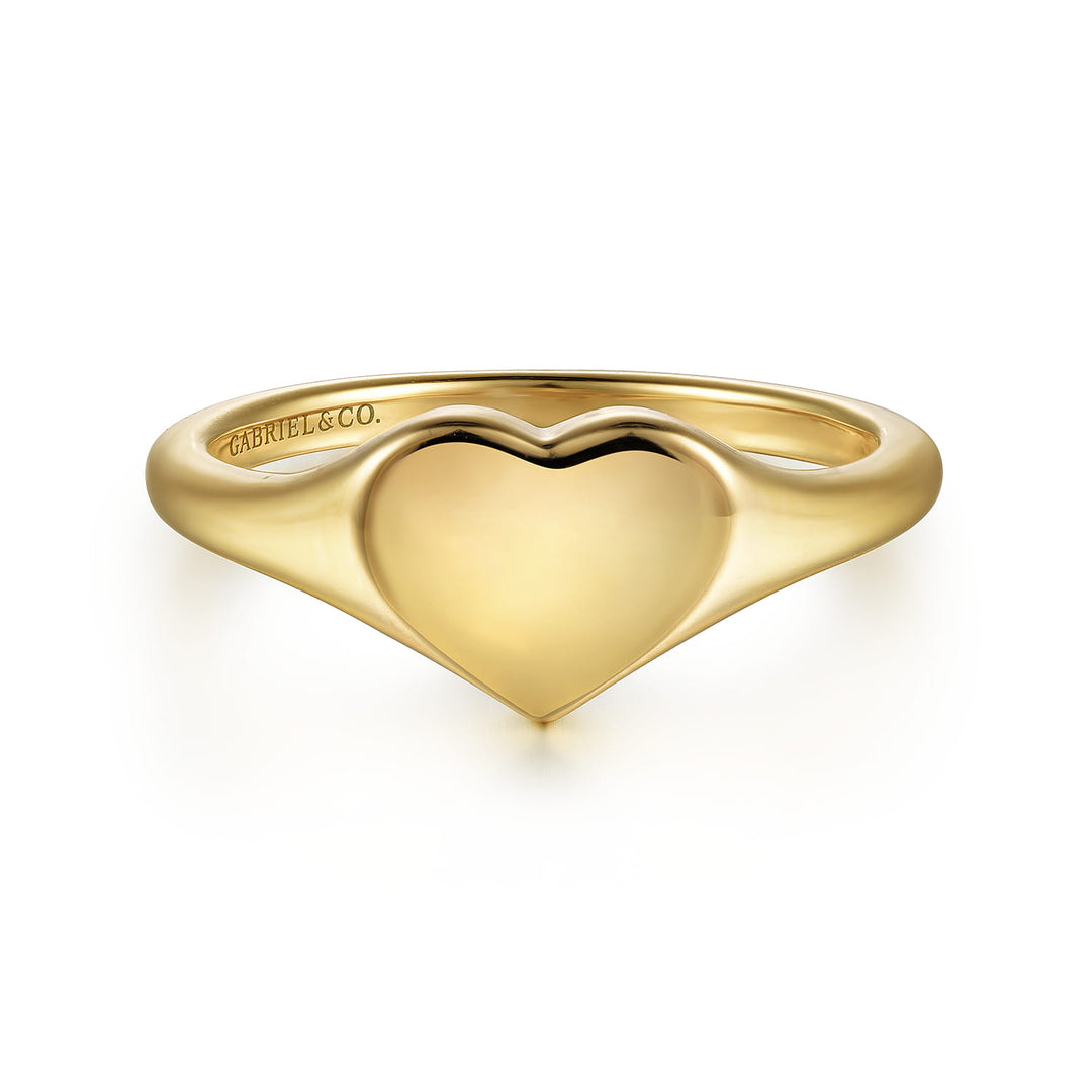 Contemporary 14K Yellow Gold Heart Signet Ring