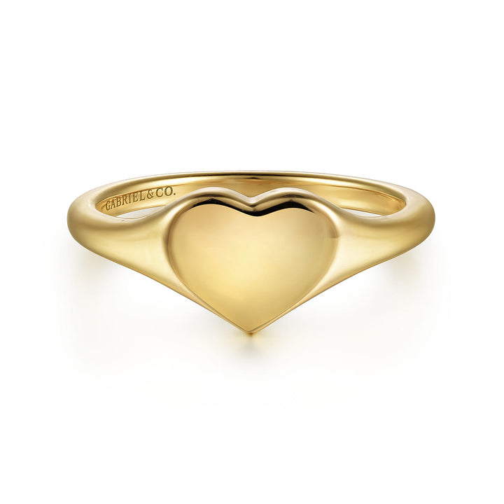 Contemporary 14K Yellow Gold Heart Signet Ring