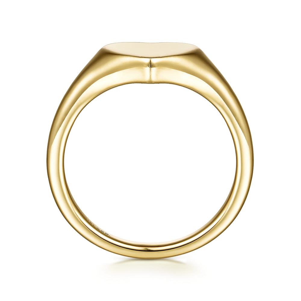Contemporary 14K Yellow Gold Heart Signet Ring