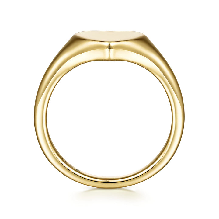 Contemporary 14K Yellow Gold Heart Signet Ring