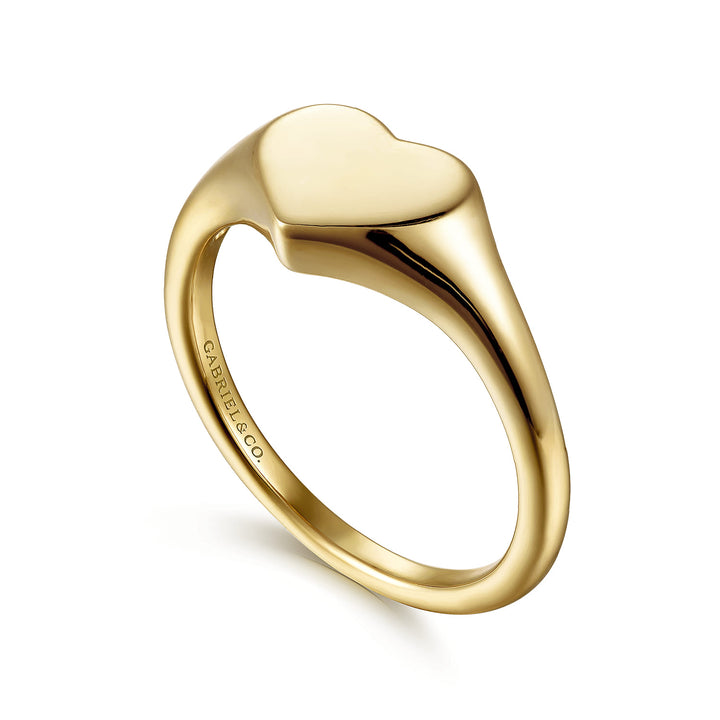 Contemporary 14K Yellow Gold Heart Signet Ring