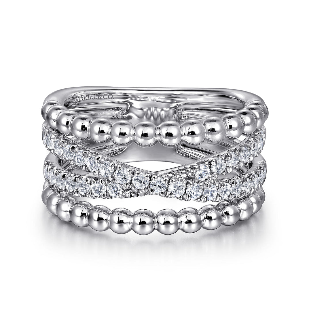 Sterling Silver White Sapphire Wide Ring