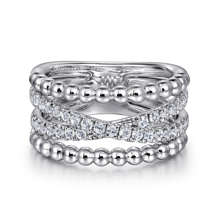 Sterling Silver White Sapphire Wide Ring