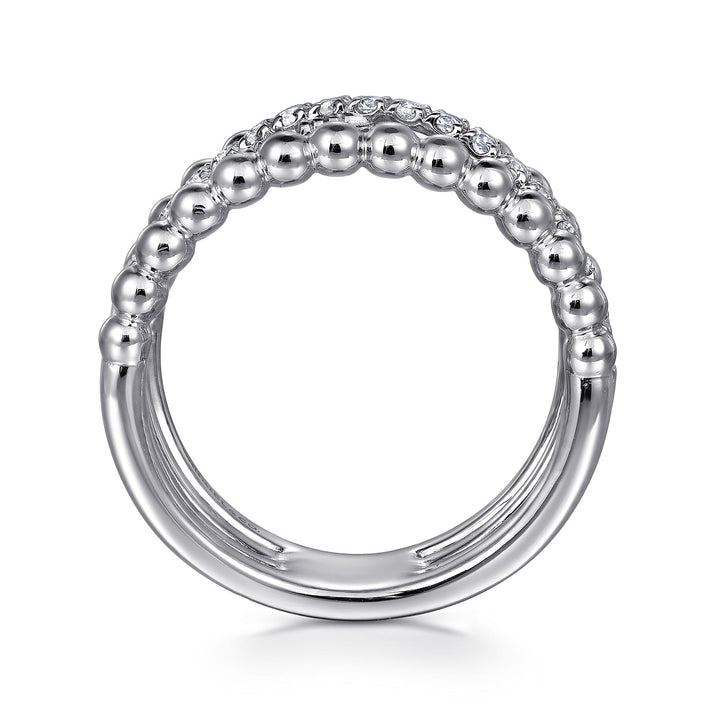 Sterling Silver White Sapphire Wide Ring