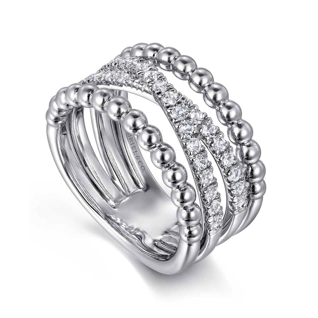 Sterling Silver White Sapphire Wide Ring