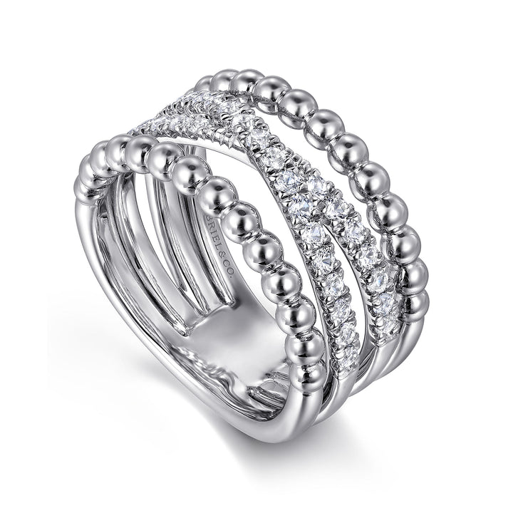 Sterling Silver White Sapphire Wide Ring