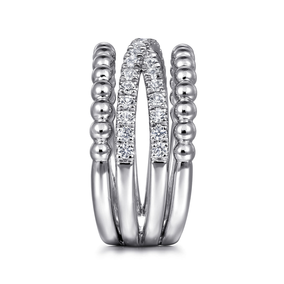 Sterling Silver White Sapphire Wide Ring