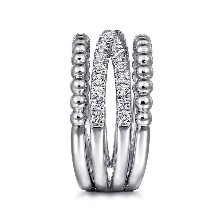 Sterling Silver White Sapphire Wide Ring