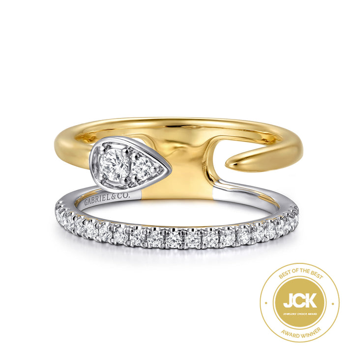Contemporary 14K Two-Tone Gold Easy Stackable Ring