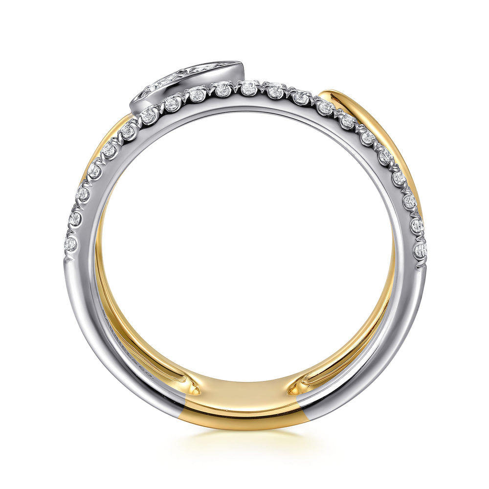 Contemporary 14K Two-Tone Gold Easy Stackable Ring